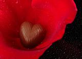 Milk Chocolate Heart in Rose Petals with Drops