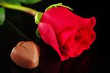 Chocolate Heart with Red Rose