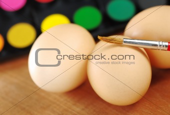 Eggs with Brush and Colors