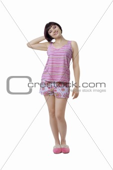 Young woman in pajamas