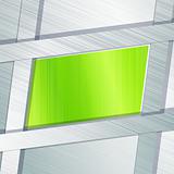 Brushed steel horizontal banner in green