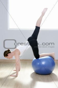 pilates woman stability ball gym fitness yoga
