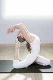 yoga woman fitness girl in white meditation at gym