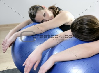 aerobics mirror relax woman pilates stability ball