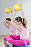 mirror pilates gym woman stability ball sport gym