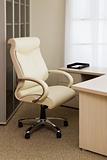 white leather armchair