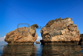stones in water in Porto Zoro beach, Zakynthos, Greece