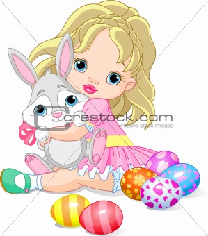 Little girl and Easter bunny 