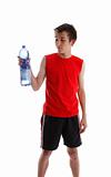 Teenager holding large bottle of water