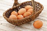 basket of brown eggs