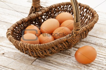 basket of brown eggs