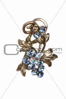 Pendant with blue stones isolated on the white