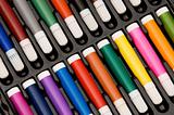 Set of colourful pencils in the box