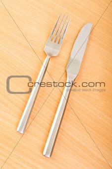 Table utensils on the wooden table