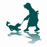 little girl and dog silhouette