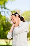 Beautiful woman listening to music