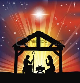 Traditional Christian Christmas Nativity Scene