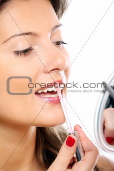 Woman and lipgloss