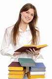 student girl with books 