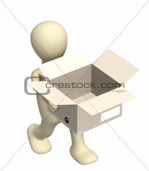 3d puppet with opened box
