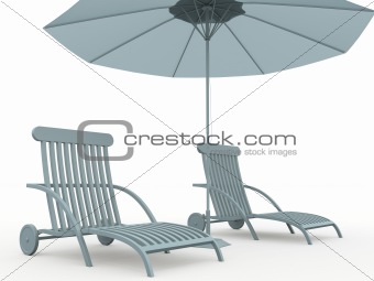 Bench and umbrella