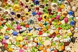 Close up of colourful background with many beads