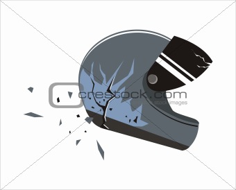 Motorcycle helmet crashed