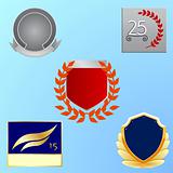 vector set of nine anniversary badges
