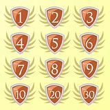 vector set of shields with numbers