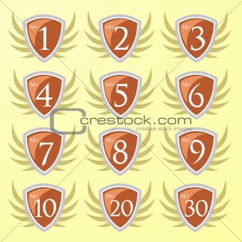 vector set of shields with numbers