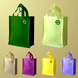 vector set of three reusable shopping bags