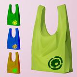 vector set of four reusable bags with a eco sign