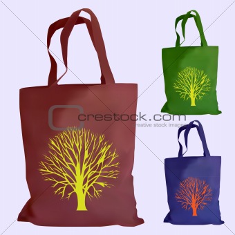vector set of reusable shopping bags