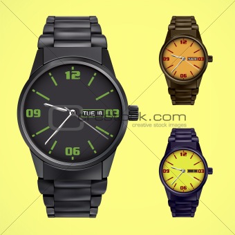 vector set of wrist watches