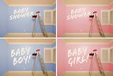 Maternity Series of Pink And Blue Empty Rooms with Ladder and Paint Supplies - XXXL.