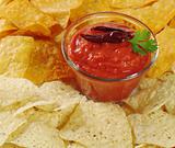 Tomato-Chili Dip with Tacos