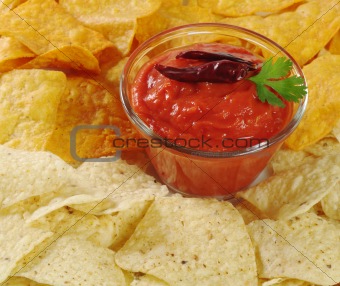 Tomato-Chili Dip with Tacos