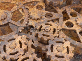 mechanism of gears rusted 