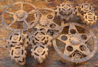 mechanism of gears rusted