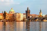 czech republic prague - charles bridge and spires of the old town 
