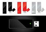 USB Disk in Black, Red and Silver - Vector Illustration