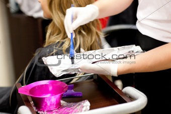 Close-up of a female customer drying her hair