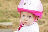 Toddler girl with helmet