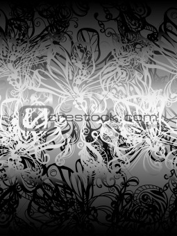 seamless monochrome background with abstract flowers