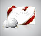 Christmas card - red  ribbon around blank paper