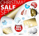 Set of Christmas discount tickets, labels, stamps