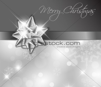 Silver ribbon with bow - Christmas card