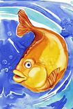 beautiful gold fish in blue water