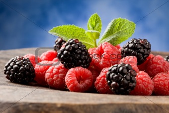 Berries on wooden table
