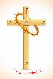 Crown of thorns on Wooden Cross